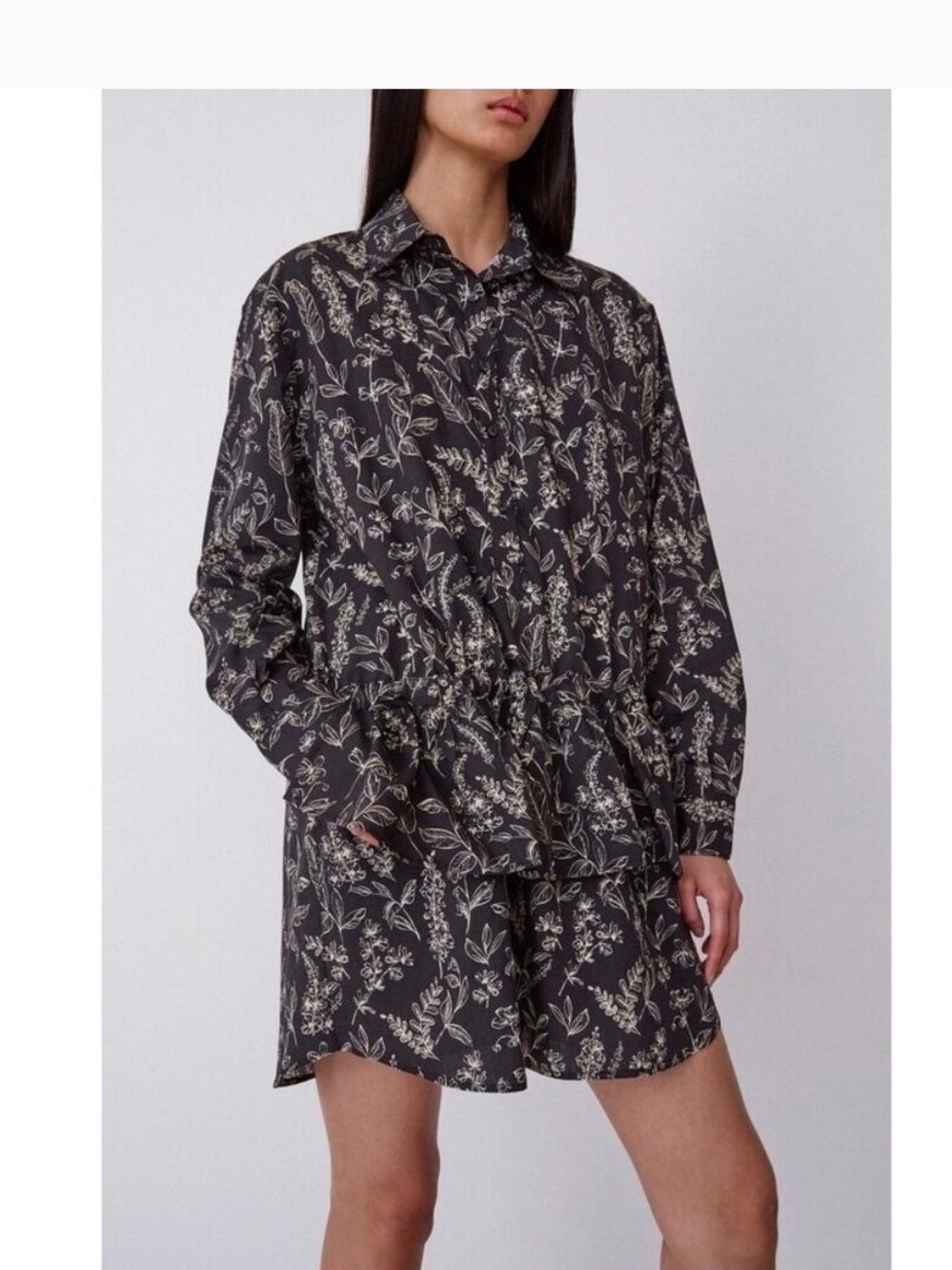 Thakoon Black Flower Printed Button Up Shirt Dress size 8